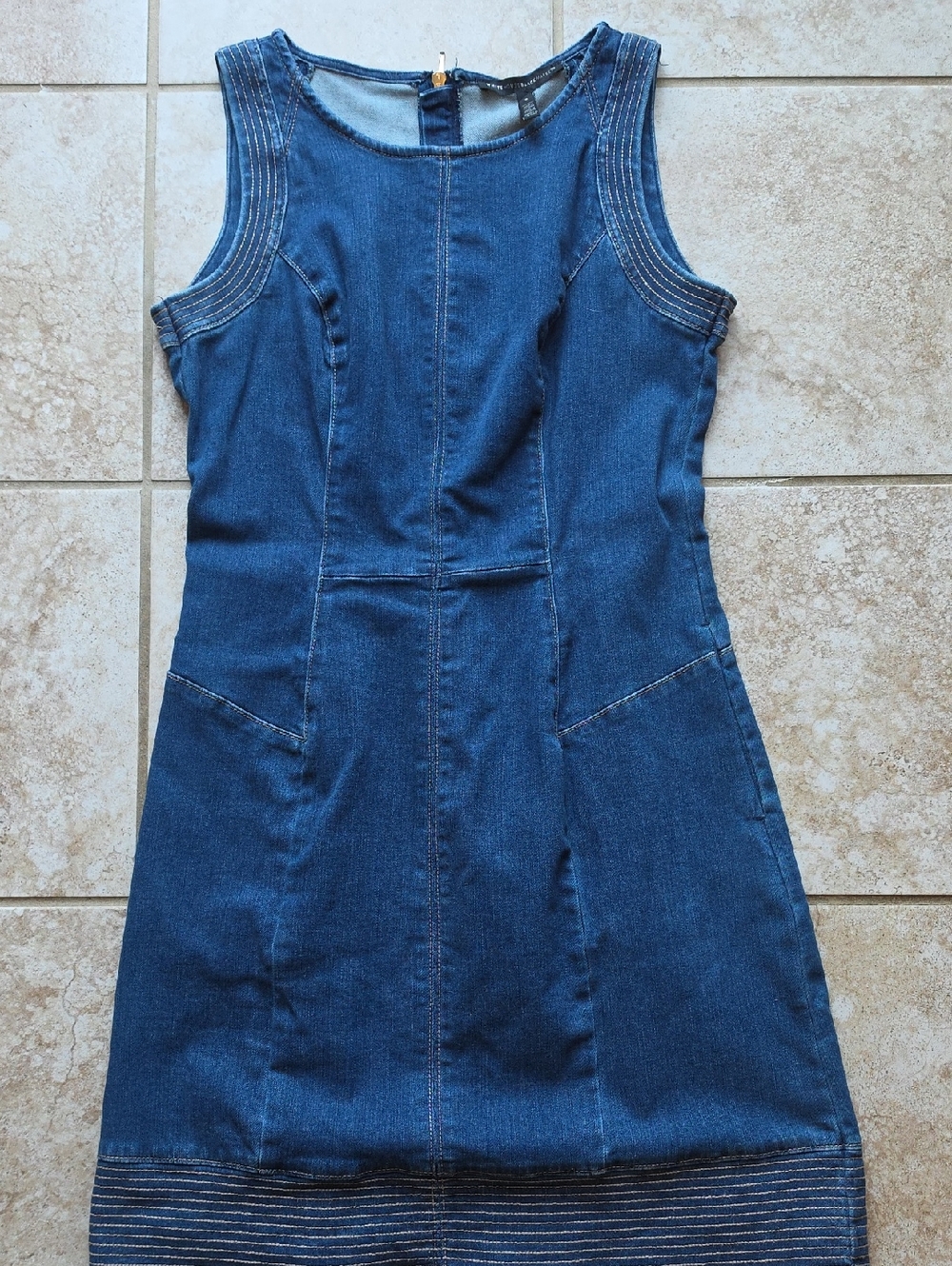 White House Black Market Blue Denim Shift Dress
